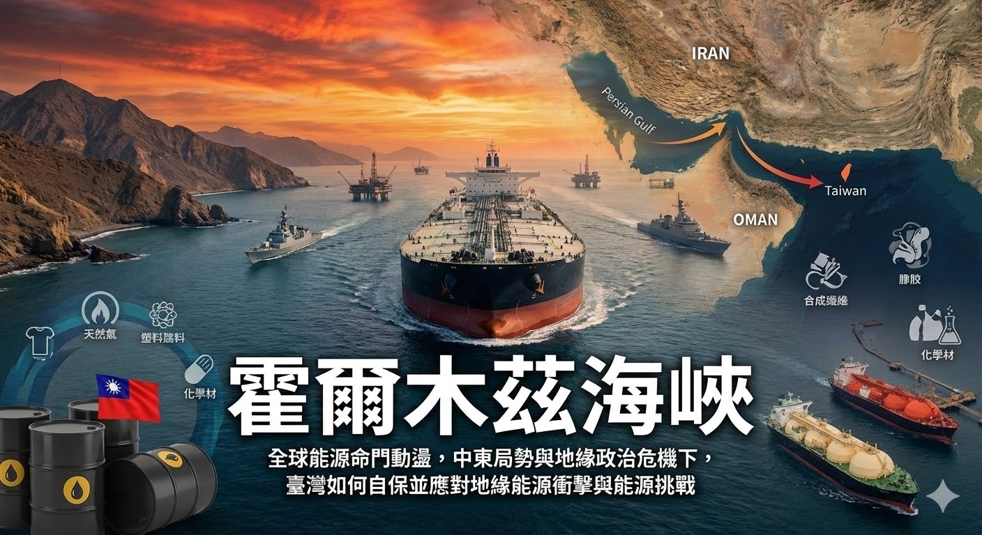 全球能源命門動盪升高，霍爾木茲海峽風險與中東局勢危機同步升級，地緣政治挑戰下，臺灣如何自保面對地緣能源衝擊與能源挑戰