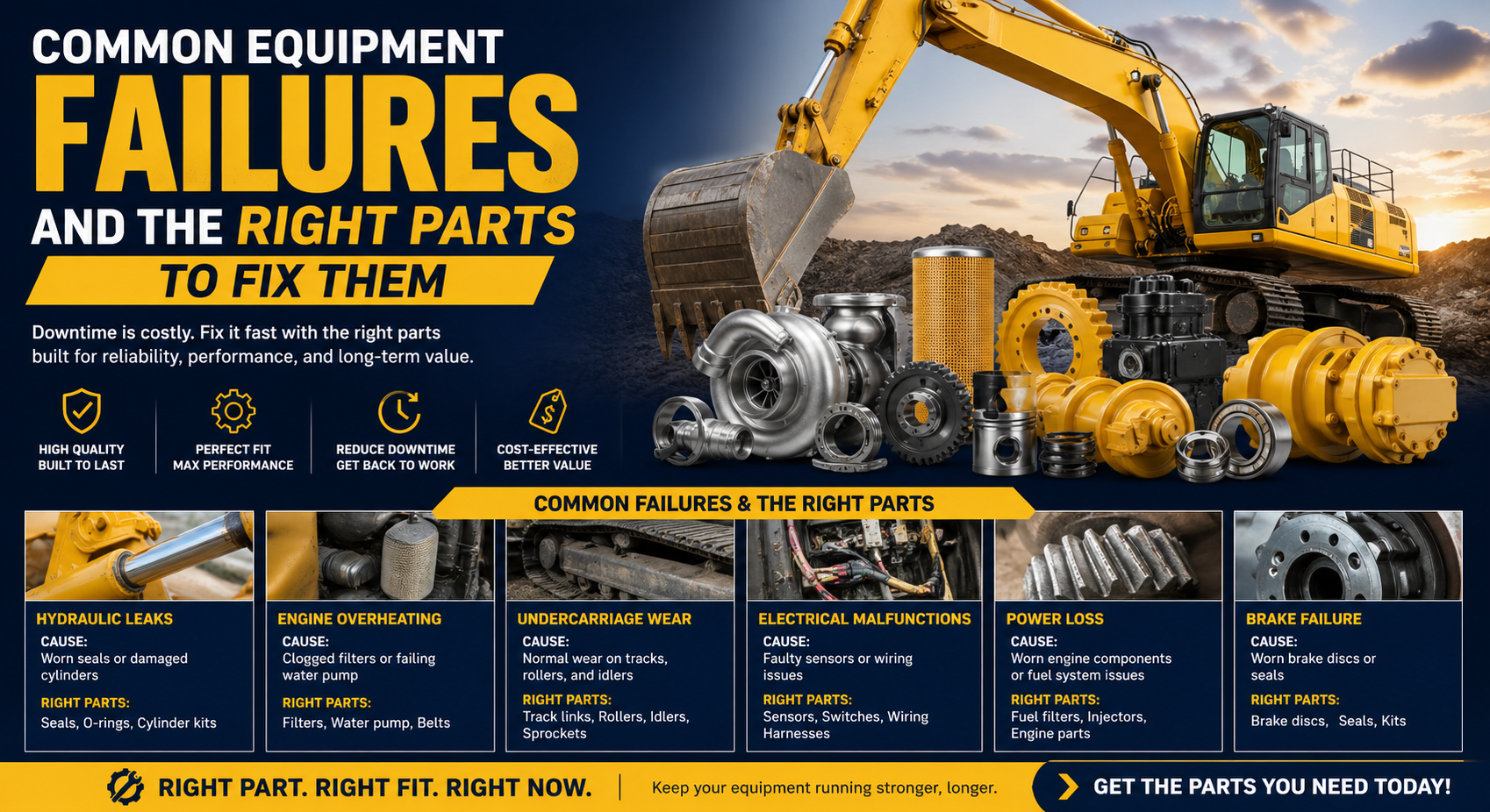 Common Komatsu Equipment Failures and the Right Parts to Fix Them
