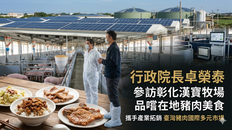 參訪彰化漢寶牧場品嚐在地豬肉美食　行政院長卓榮泰攜手產業搶攻國際市場