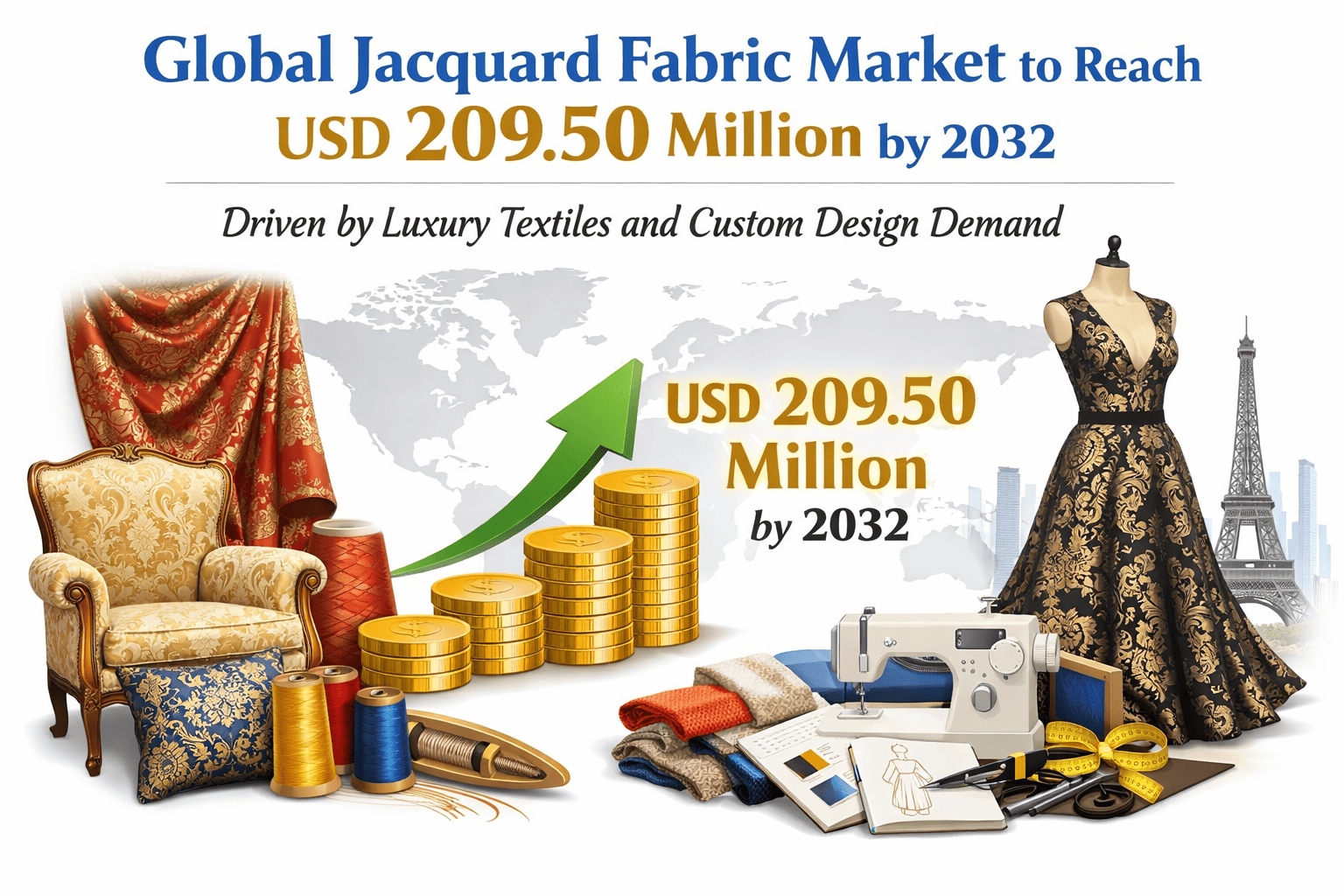 Global Jacquard Fabric Market to Reach USD 209.50 Million by 2032 Driven by Luxury Textiles and Custom Design Demand