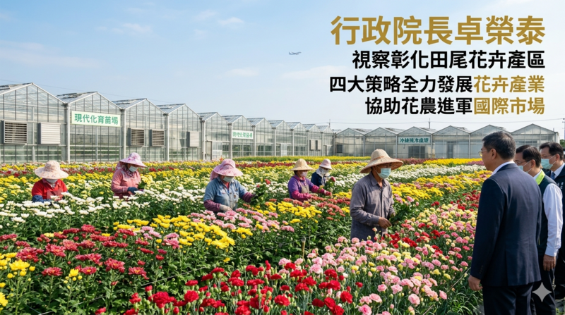 視察彰化田尾花卉產區　卓榮泰推動四大策略助花農進軍國際市場