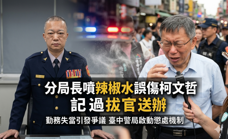 臺中市警局分局長噴辣椒水誤傷柯文哲多人　記過拔官並依傷害罪送辦　責任追究