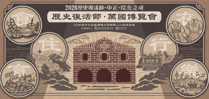 凝聚舊城記憶！2026中正區歷史復活節－中正．拾光之境暨人口政策宣導活動盛大發表　萬國博覽會及北門紅市集50攤位登場