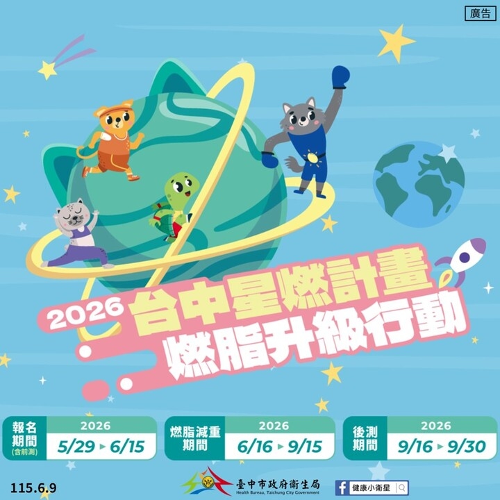 「2026台中星燃計畫」早鳥加碼送運動券　邀市民動起來健康甩肉　最高可拿6萬元獎勵