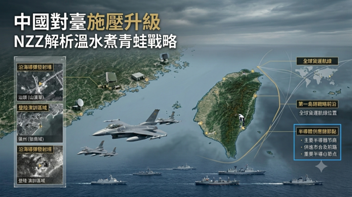  瑞媒NZZ示警臺海風險升高：中國對臺「溫水煮青蛙」戰略引發國際關注