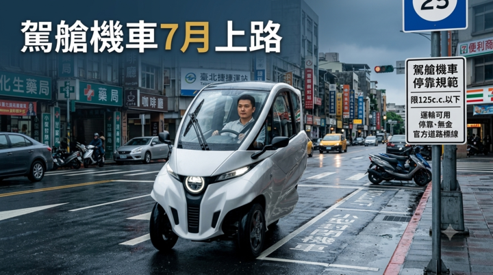 駕艙機車7月正式上路！免戴安全帽、須持汽車駕照 交通部公布最新行駛規範