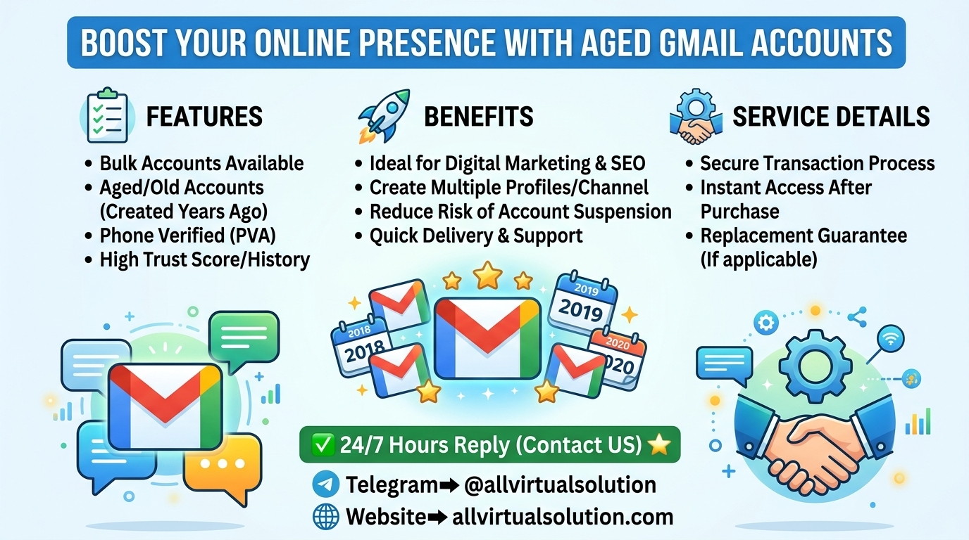 How to Buy Old Gmail Accounts Instantly (Bulk, Aged &amp; PVA) from allvirtualsolution in 2097